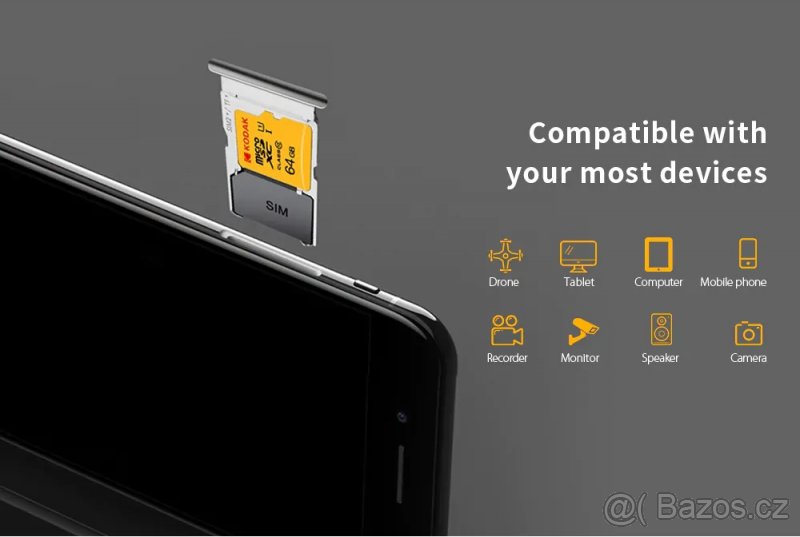 Kodak High Speed Micro SD karta TF karta - žlutá 64 GB - 4