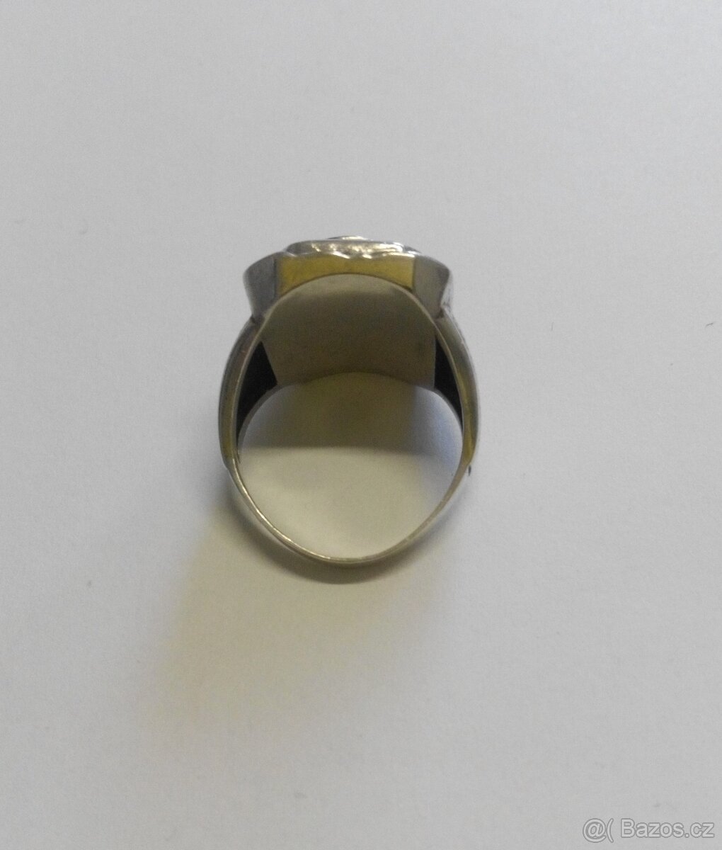 Starožitný velký stříbrný pánský prsten - 4