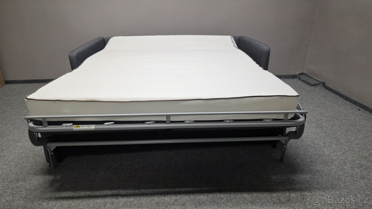 Nový rozkládací gauč s postelí šedá látka - 4