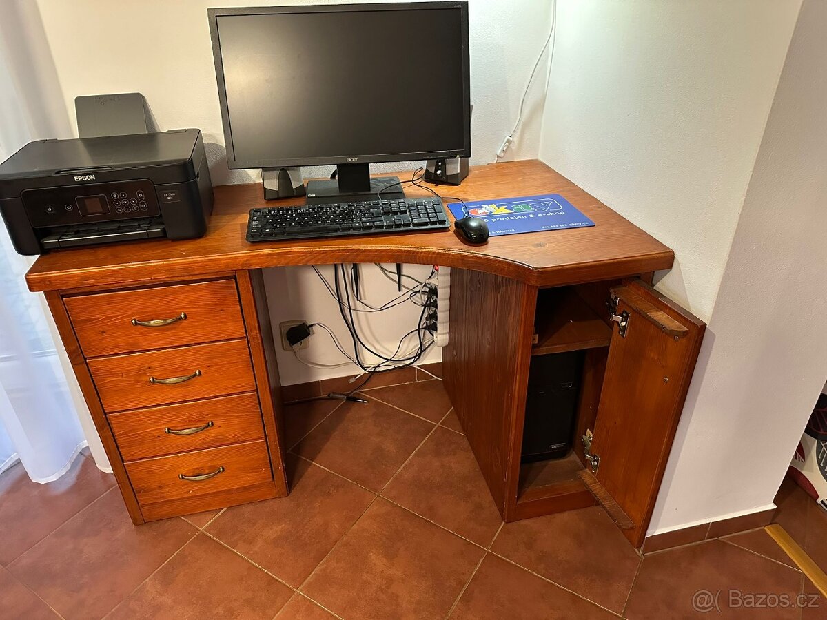 Rohový psací stůl s policí - 4