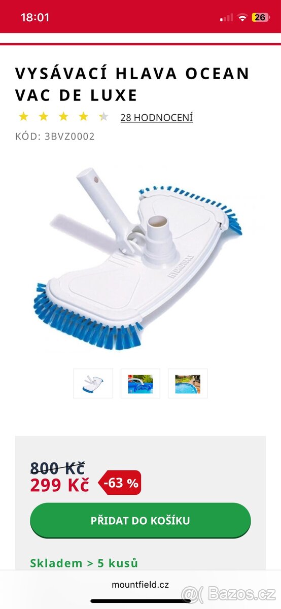 Prodáme vysávací hlavu OCEAN VAC s tyčí Mountfield - 4