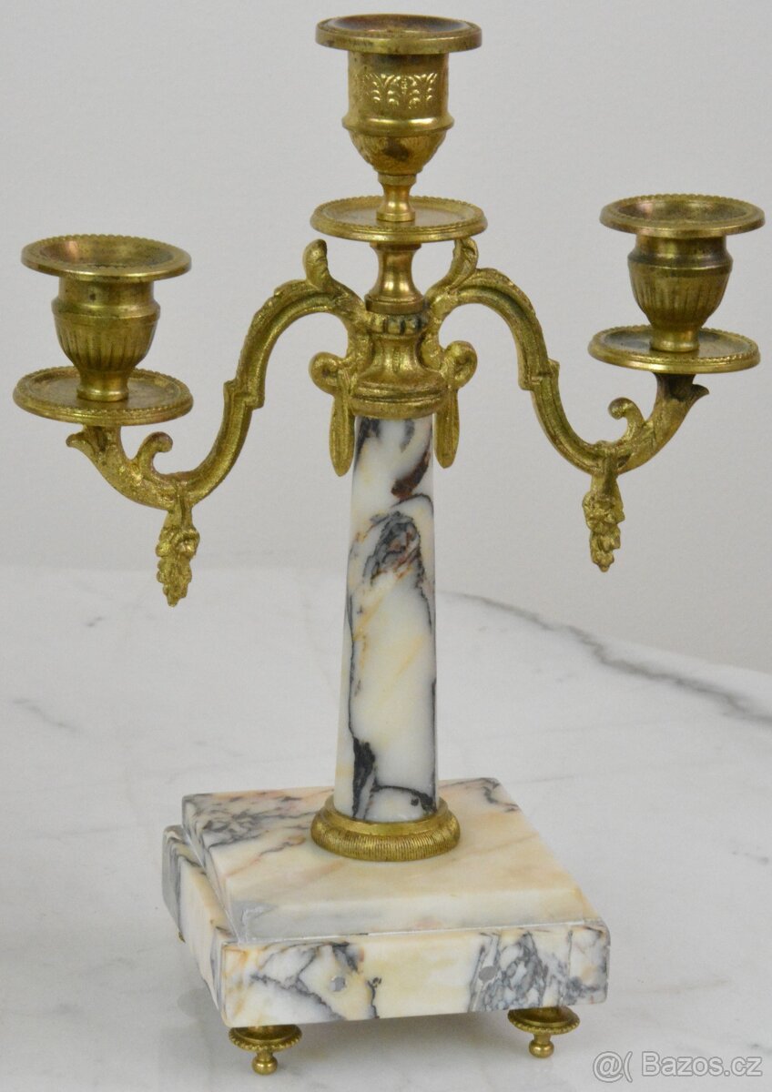 Starožitné sloupové hodiny France se svícny 1870 - 4