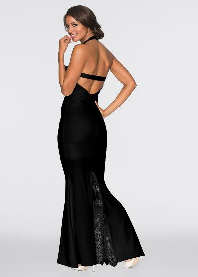 Nové dlouhé černé plesové šaty vel.38 - 4