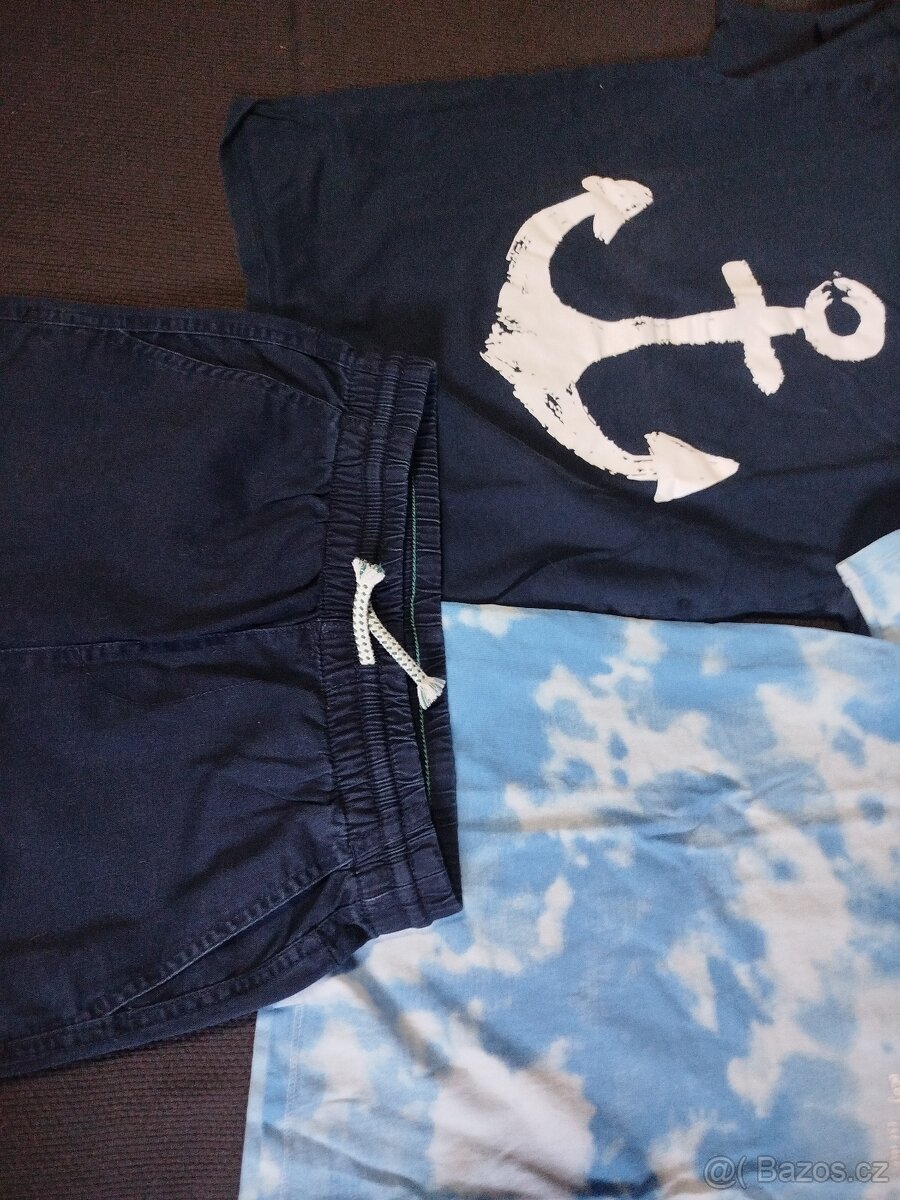 Modré kalhoty a trička vel 8-10let - 4