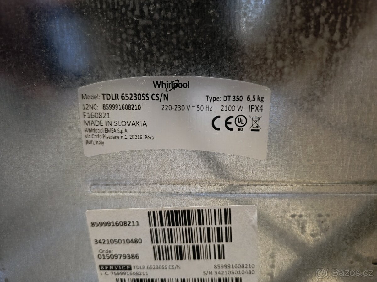 Pračka Whirlpool na 6,5 kg prádla - 4