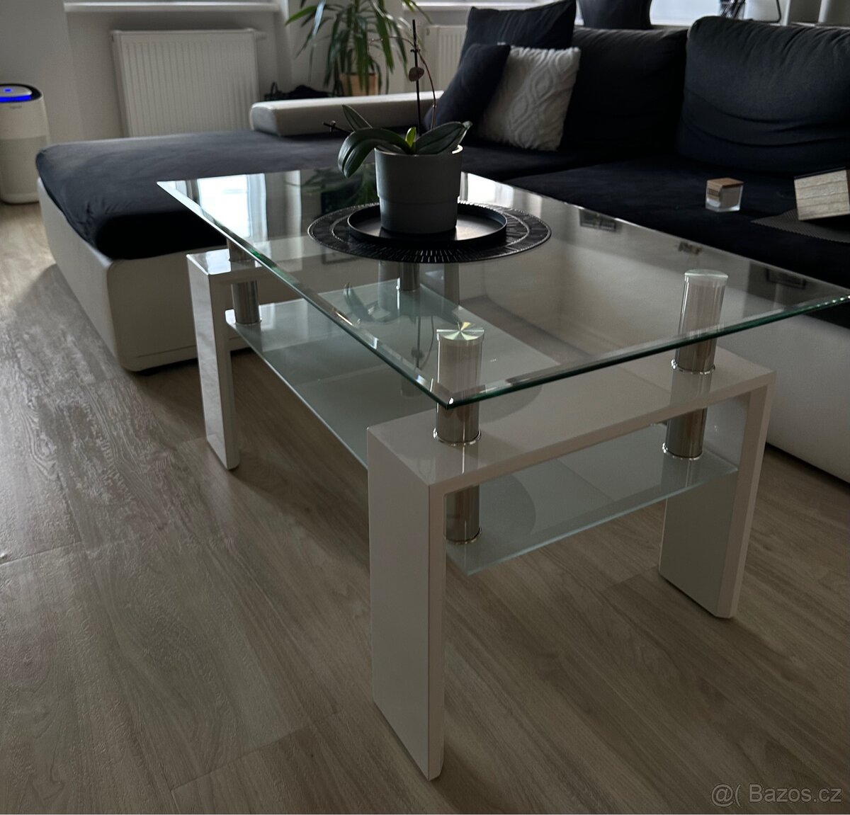 Konferenční stolek - temperované sklo - 4