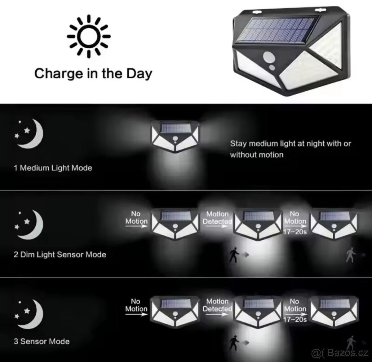 Led solární světlo ,osvětlení 100LED - 4