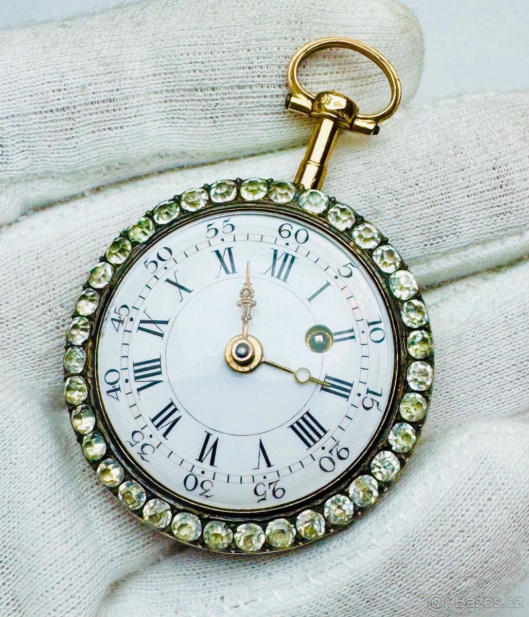 NÁDHERNÉ 18K CELO ZLATÉ PÁNSKÉ ŠPINDLOVKY SE SMALTEM V TOP S - 4