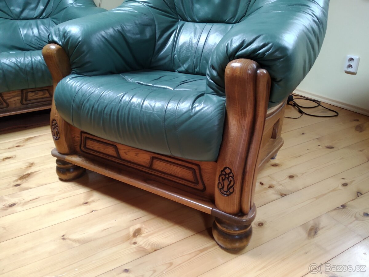 Dubová kožená souprava 3+2+1. - 4