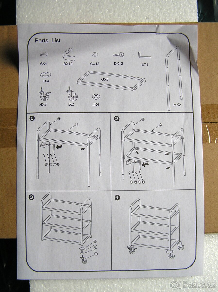 Nerezový tří policový gastro vozík - 4