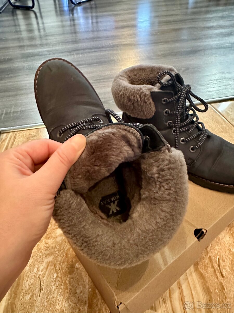 Zimní boty pravá kůže s přírodní kožešinou uvnitř - 4