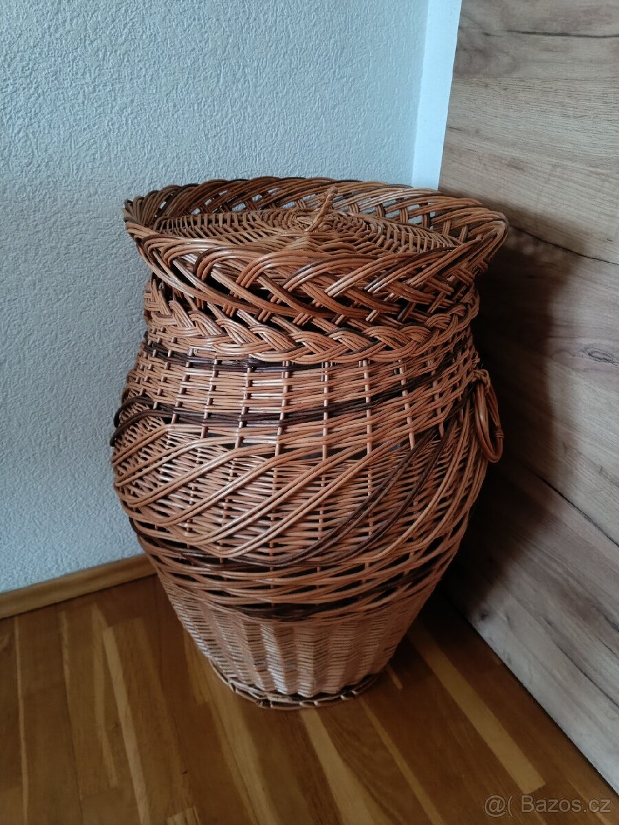 Proutěný prádelní koš / velký květináč - 4