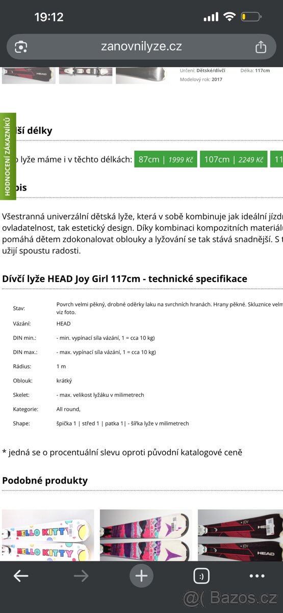 Dívčí sjezdové lyže 117cm - 4