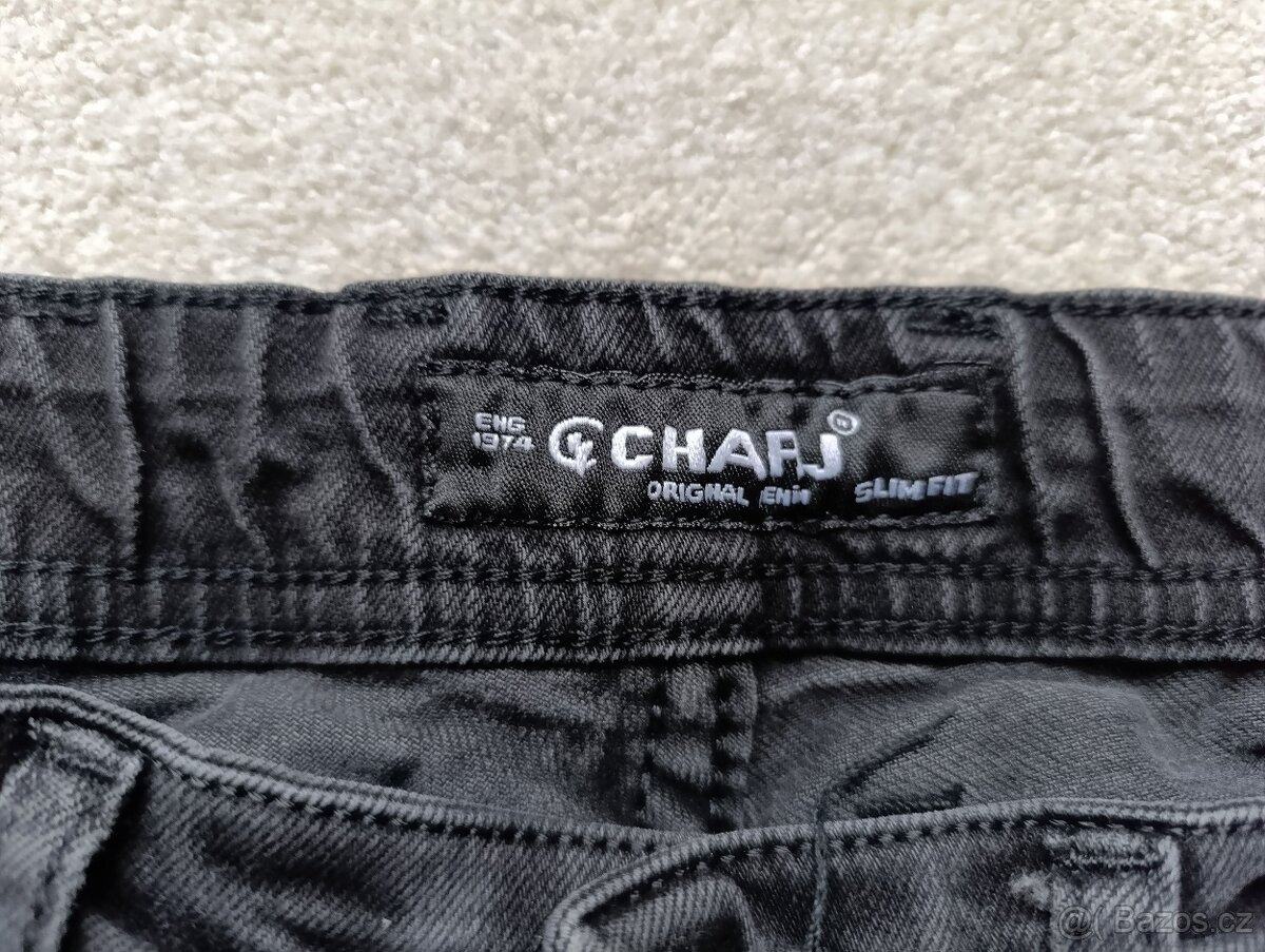 Černé/šedé trhané slim džíny Fsbn vel. ca 158/164 - 4