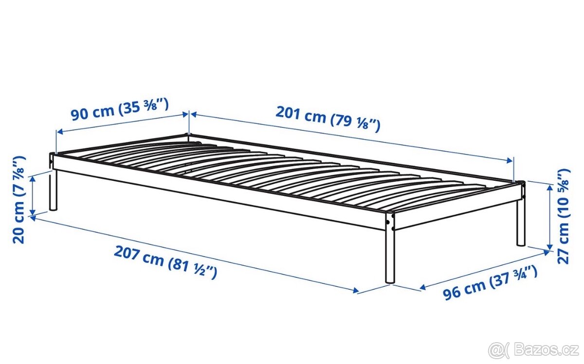 3x Postele IKEA (rám, matrace, chránič) - 4