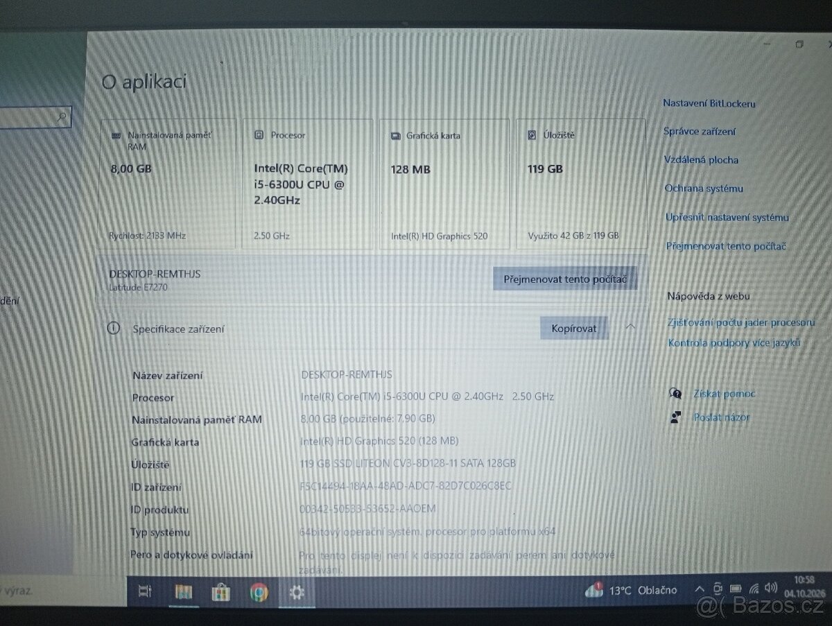 Dell Latitude e7270 - I5-6300U/8GB/128GBM2 - 4