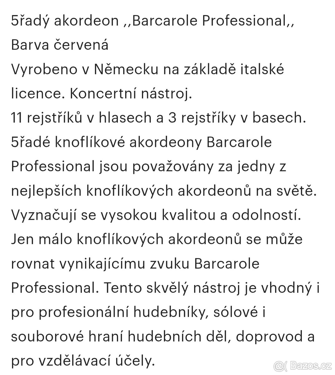 Tahací harmonika Barcarole profesionál - 4