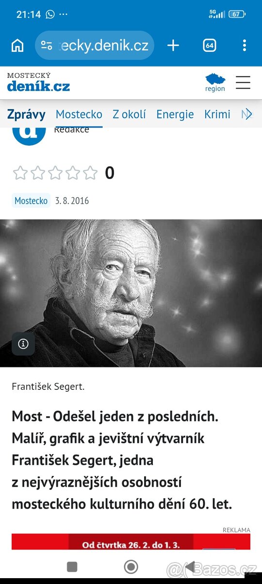 Obraz ,grafika ,F.Segert " Mostecko ' - 4