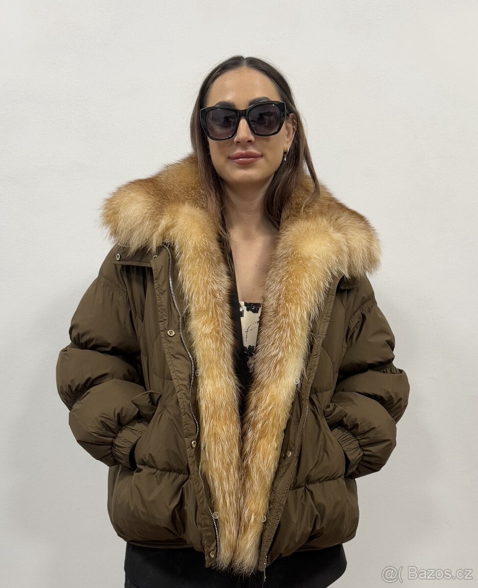Dámská péřová bunda s pravou liščí kožešinou - 4