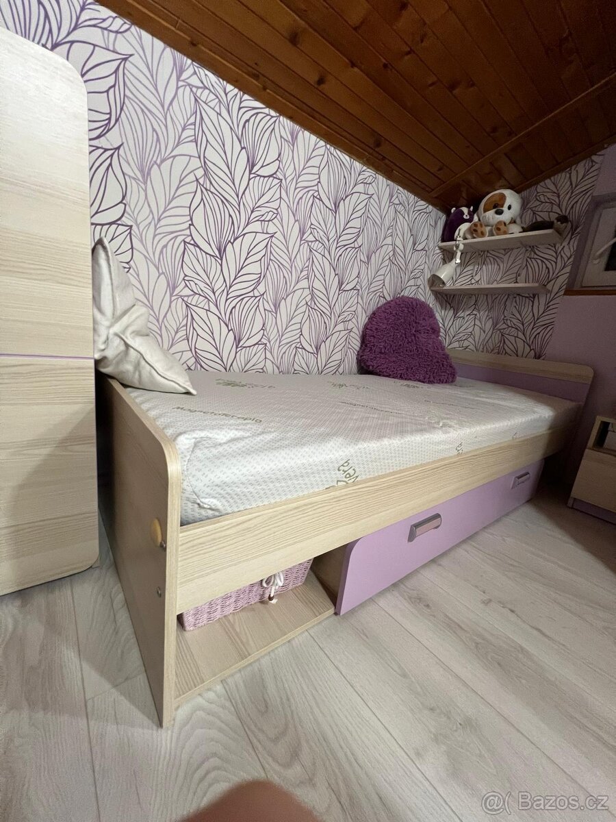 Dívčí dětský pokoj 7 dílů -postel, komoda, skříň, psací stůl - 4