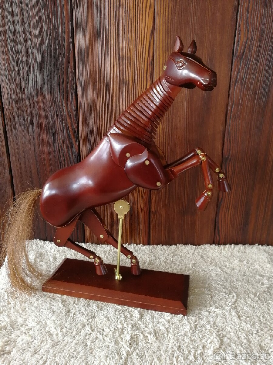 Kůň dřevo pohyblivý model koně dřevo nový - 4