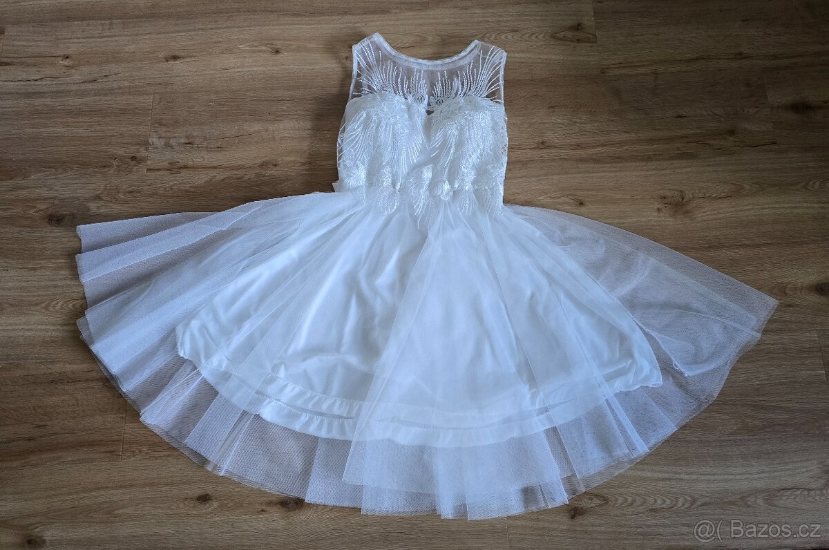 Sváteční šaty bílé, vel. S - 4