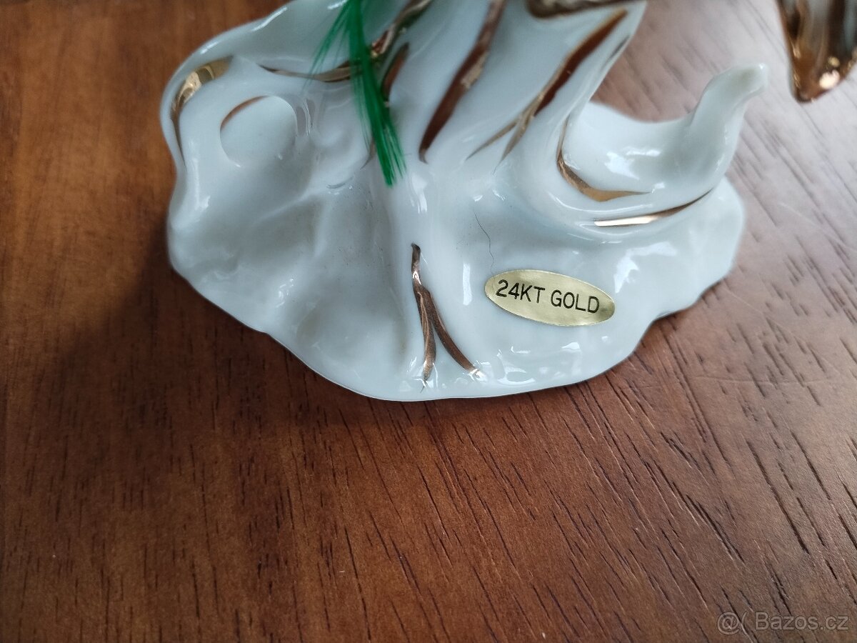 Porcelánový papoušek se zlatem - 4