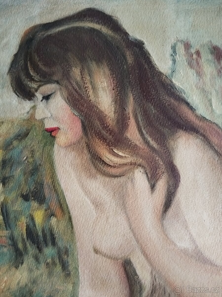 obraz NAHÁ DÍVKA, akt, olej, nesignováno - 4