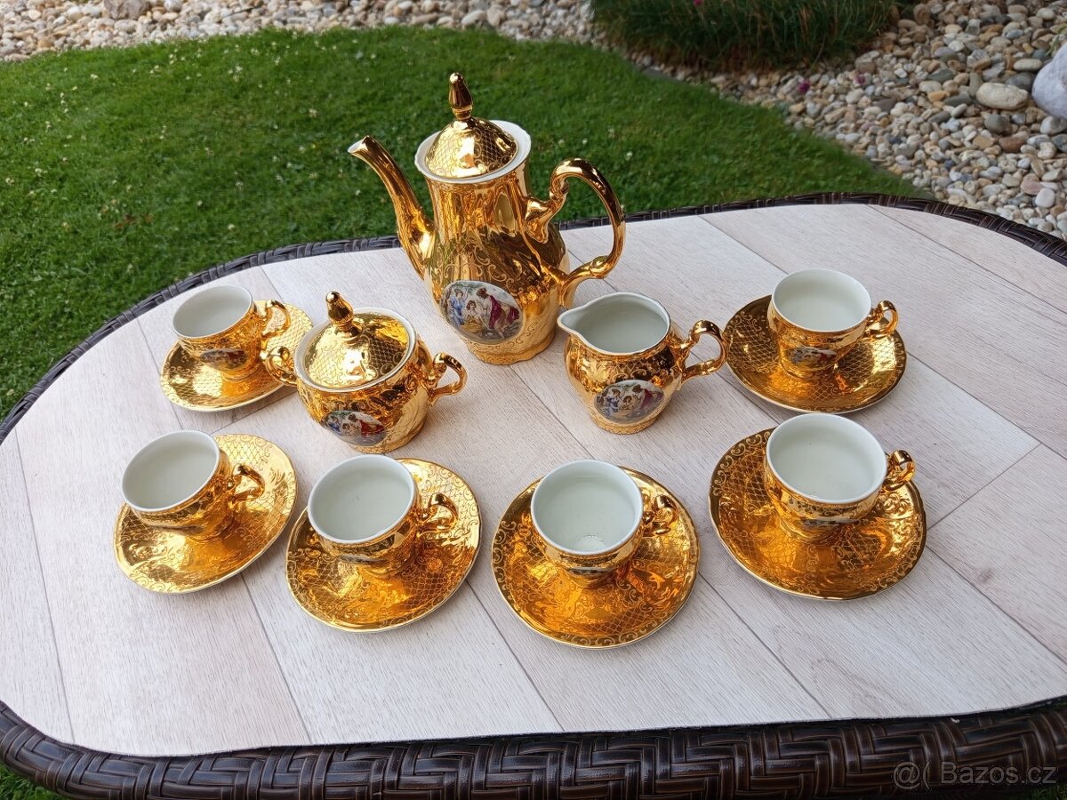 Starožitná pozlacená porcelánová sada Tři grácie - 4