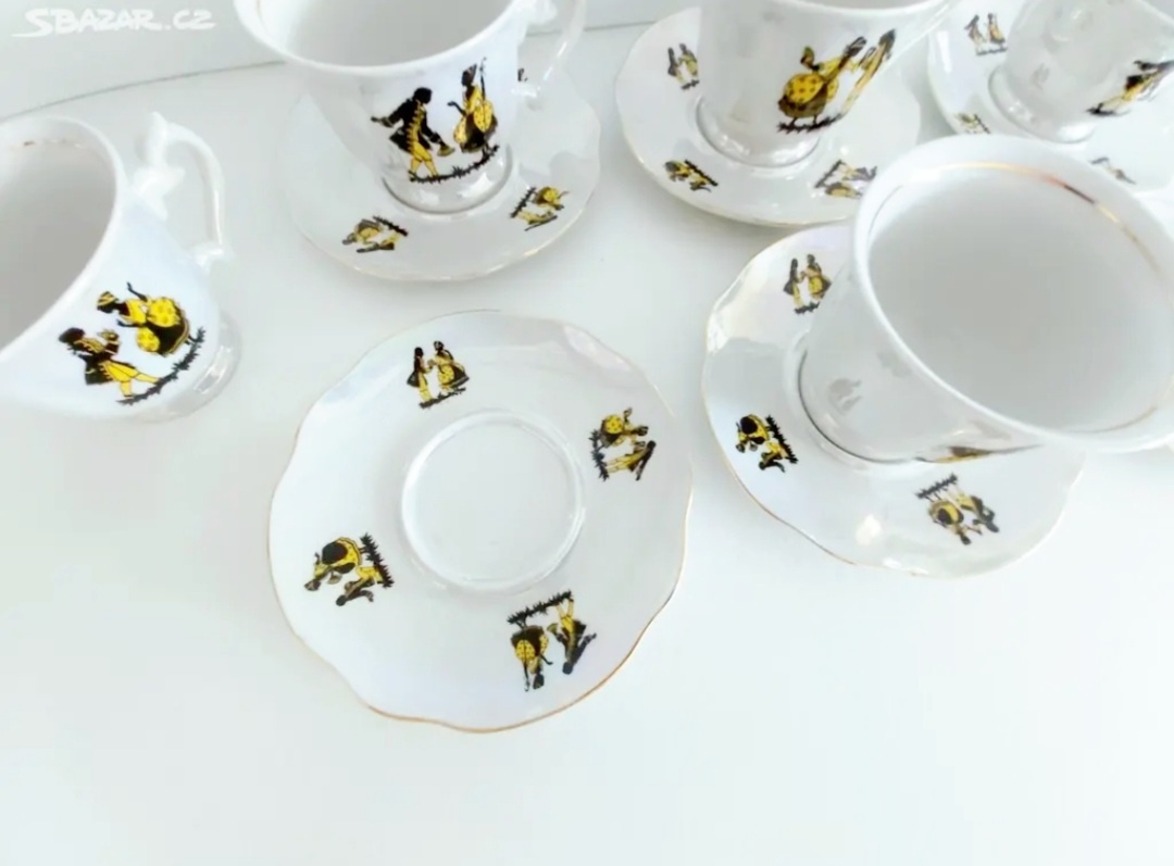 Kávový-čajový servis, kvalitní perleťový porcelán - 4