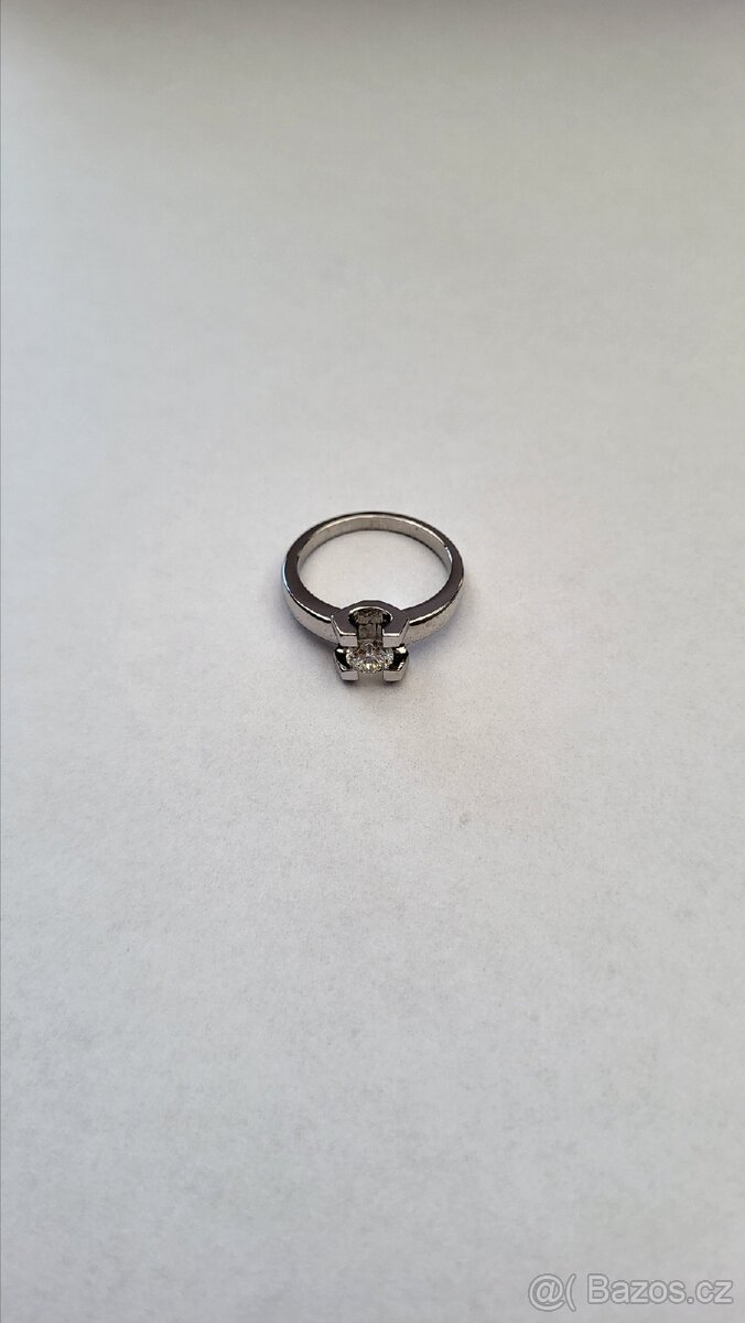 Prsten s diamantem z bílého zlata. - 4