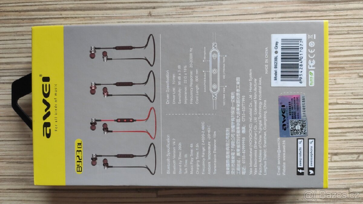 Sluchátka Awei B923bl, Bluetooth - 4