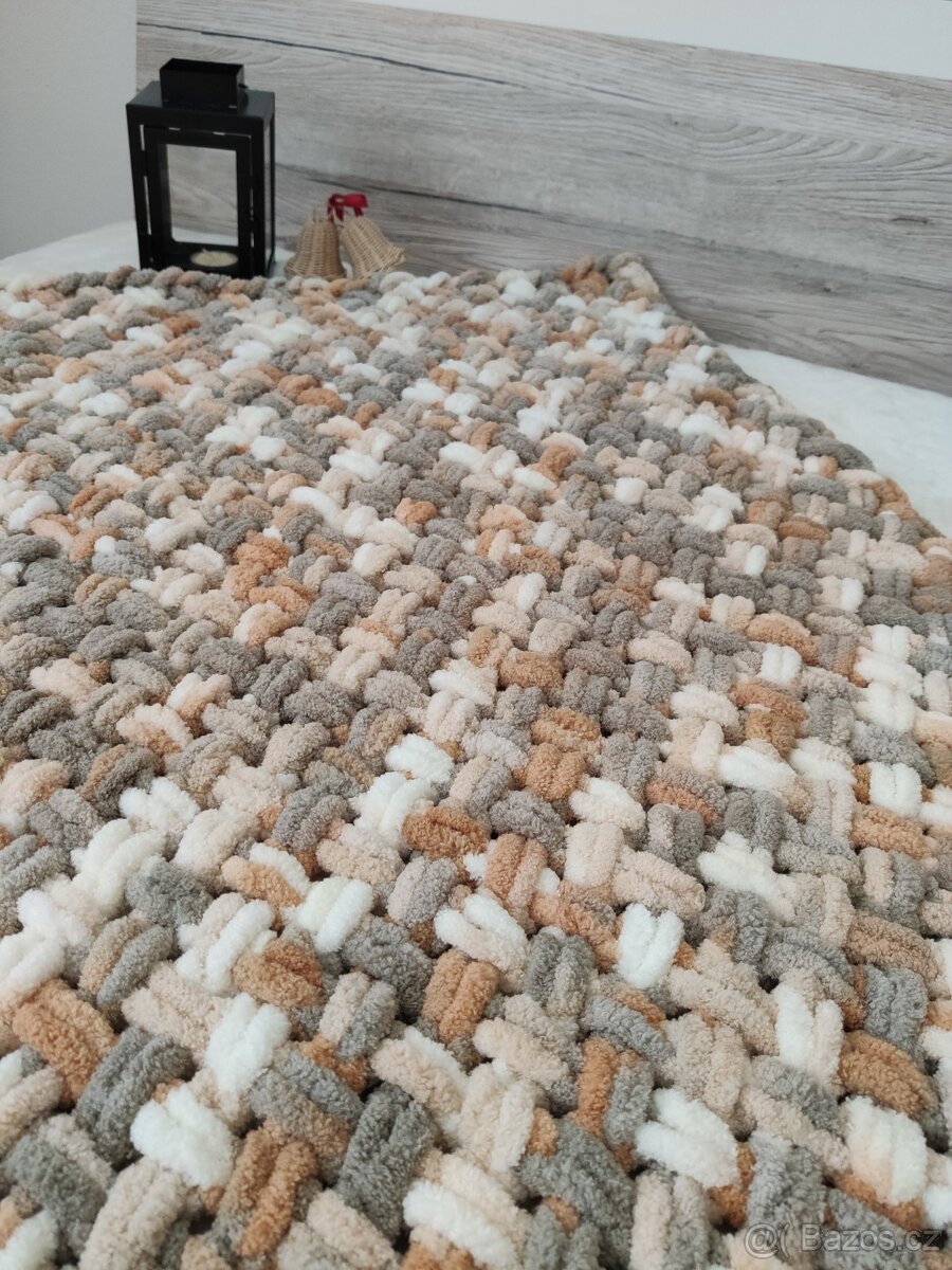 Pletená dětská deka hnědá mix - 4