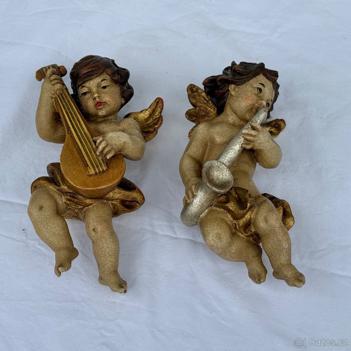 2x socha dřevěný anděl polychromie zlaceno 3 900 Kč - 4