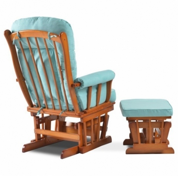 Prodávám Houpací křeslo, kojící křeslo s podnožkou modrá lát - 4