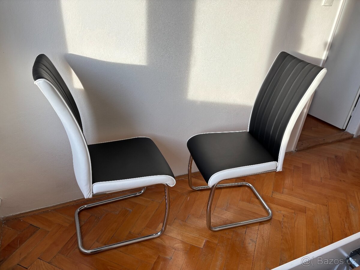 Jídelní židle Vertical, černá/bílá ekokůže - 4