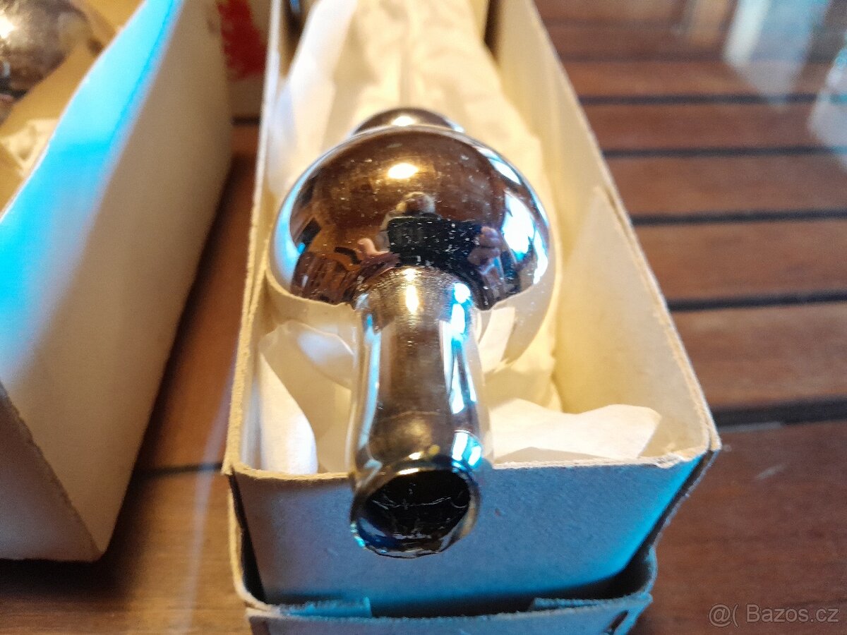 VÁNOČNÍ SKLENĚNÉ STŘÍBRNÉ RETRO OZDOBY SE ŠPICÍ - 4