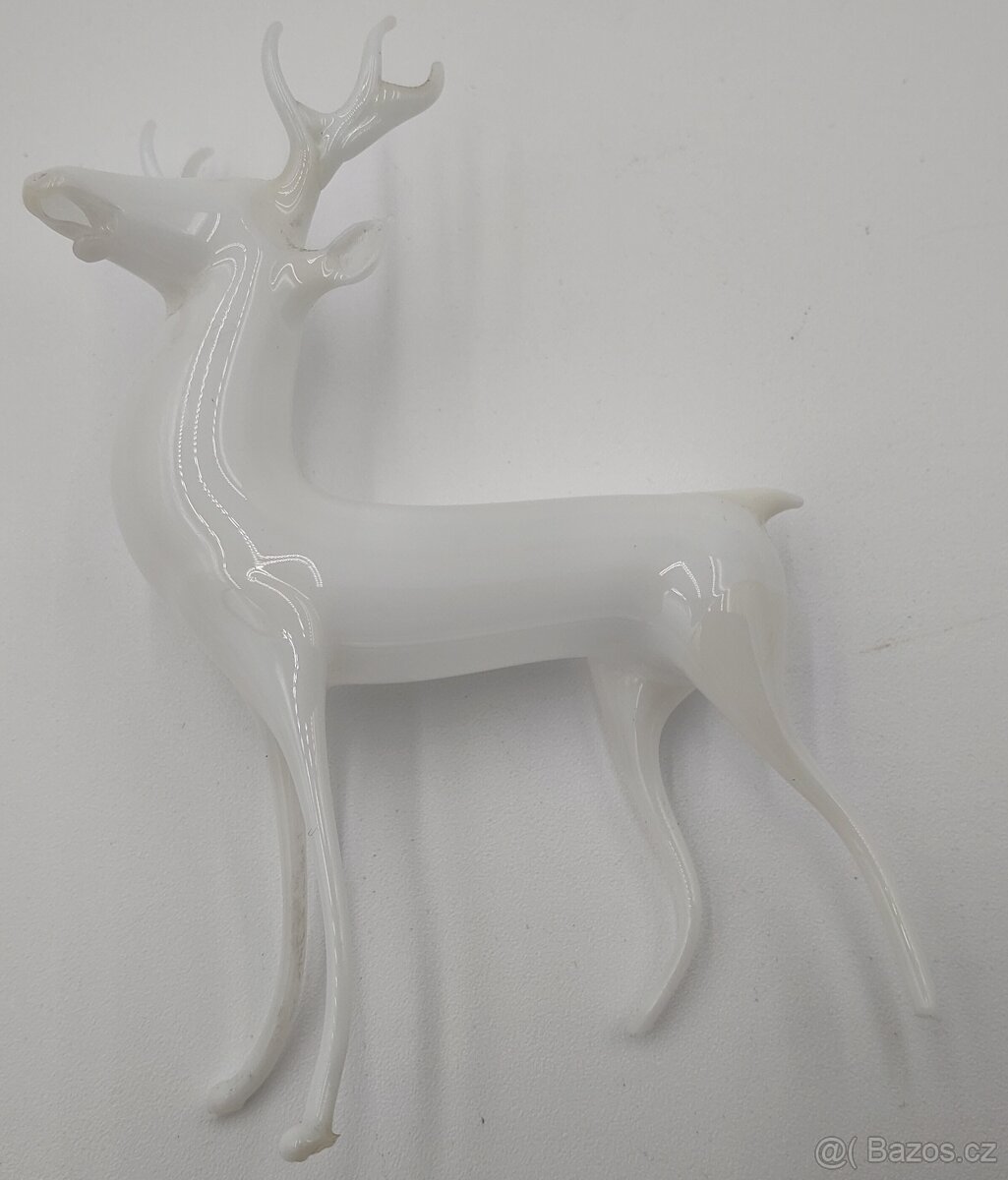 Luxusní skleněný foukaný Vánoční jelen 10cm - 4