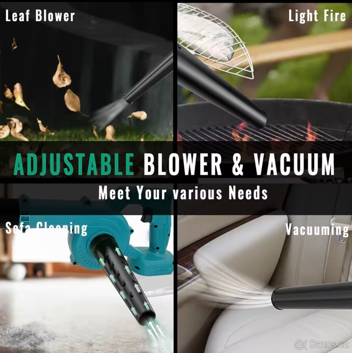 Akumulátorový foukač listí, elektrický zahradní foukač - 4
