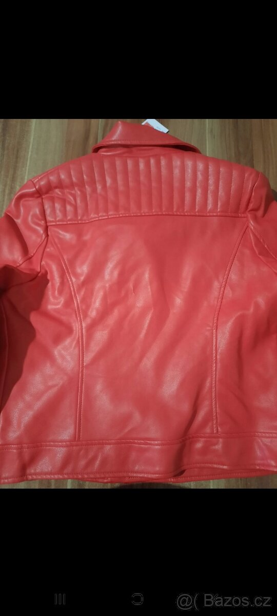 Červená koženková bunda, v.38, nová s visačkou - 4