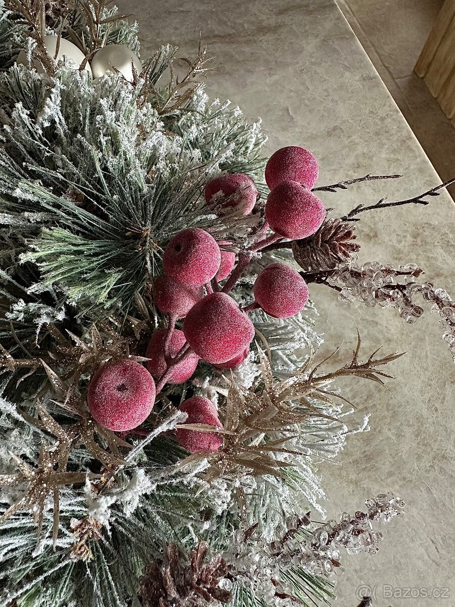 Vánoční věnec luxusní velký 55cm zasněžený - 4