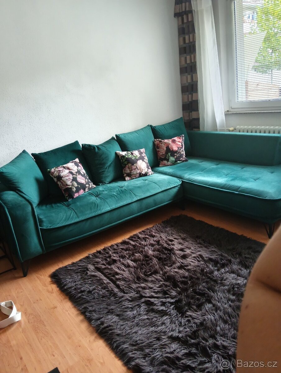 Sedací rohová souprava Tesoro zelená smaragdová - 4