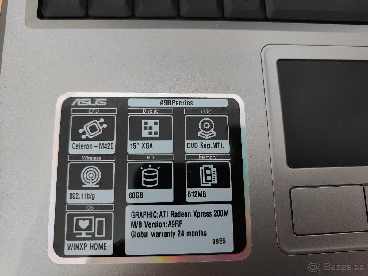 ASUS A9RP – retro notebook na díly / pro sběratele - 4