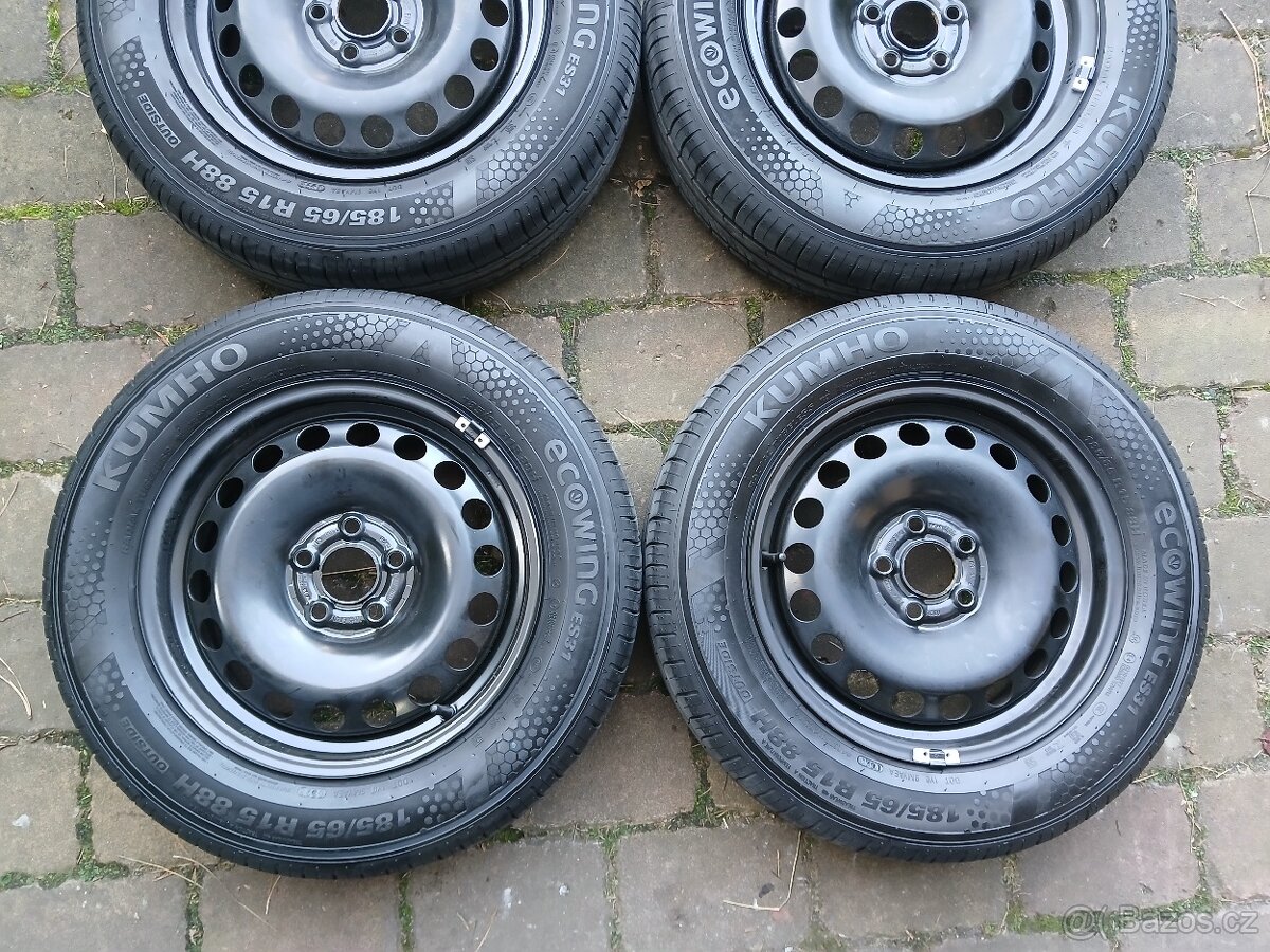 Plechová kola,sada,5x100,ET40,KUMHO,185/65 R15, NOVÁ SADA - 4