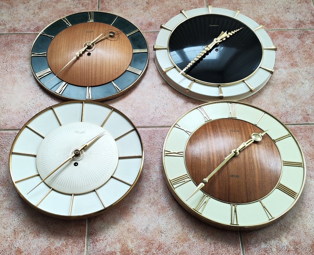 zajímavé 4ks retro kuchyňských hodin z 50 let - 4