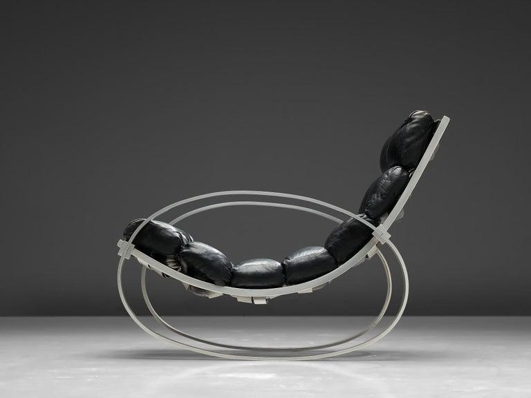 Hans Kaufeld / Designové houpacího křeslo kožené Relaxační. - 4