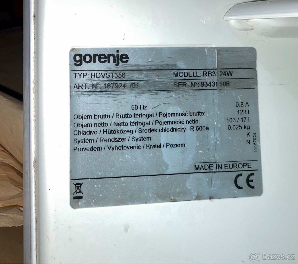 Lednice s mrazákem GORENJE RB 3124 W 1000 Kč - 4