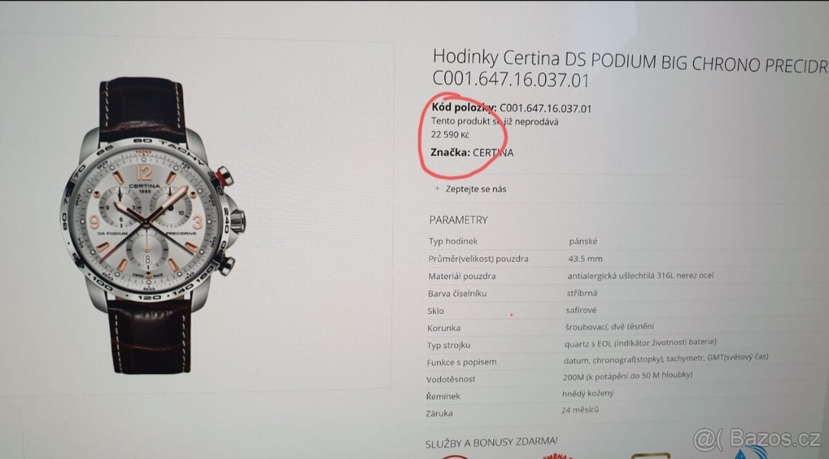 Prodám pánské hodinky CERTINA - 4