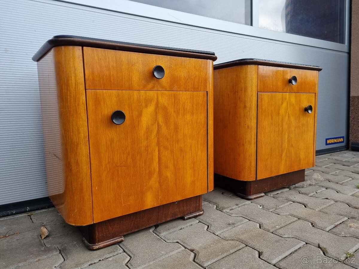 Retro noční stolky s opaxitovým sklem - 4