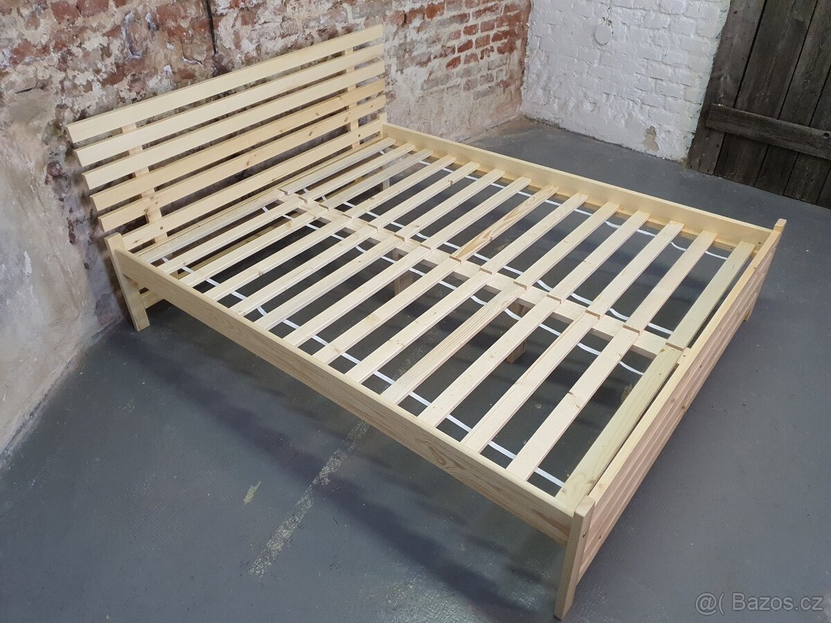 Masivní manželská postel 180x200 s roštem - 4